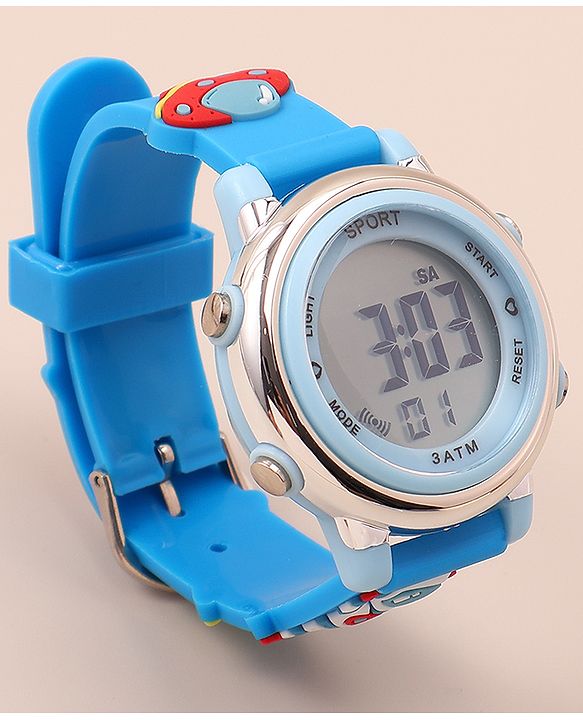 Babyhug Free Size Digital Watch With Space Theme Applique - Blue