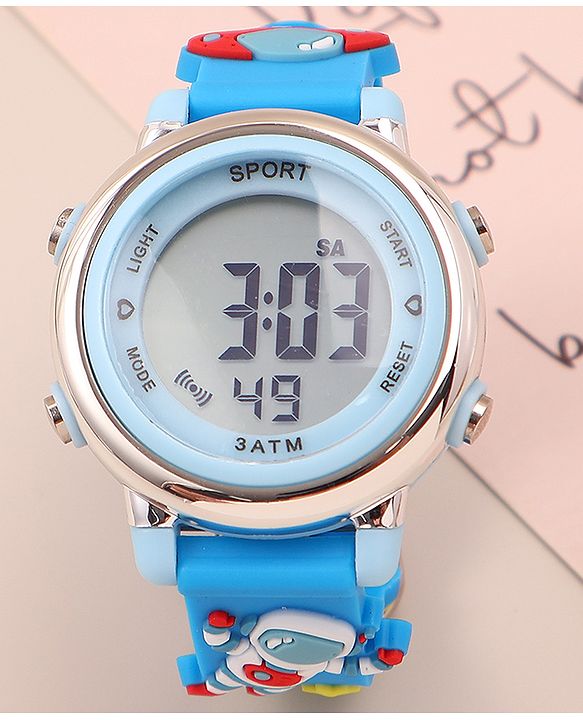 Babyhug Free Size Digital Watch With Space Theme Applique - Blue