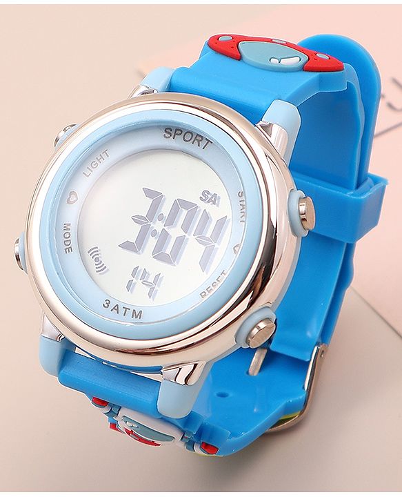 Babyhug Free Size Digital Watch With Space Theme Applique - Blue