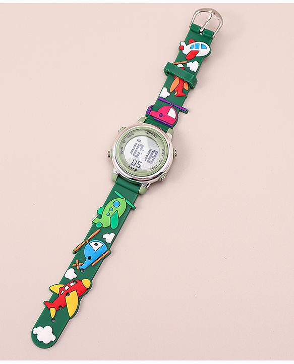 Babyhug Free Size Digital Watch With Space Theme Applique - Blue