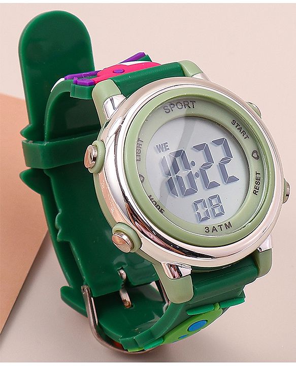 Babyhug Free Size Digital Watch With Space Theme Applique - Blue