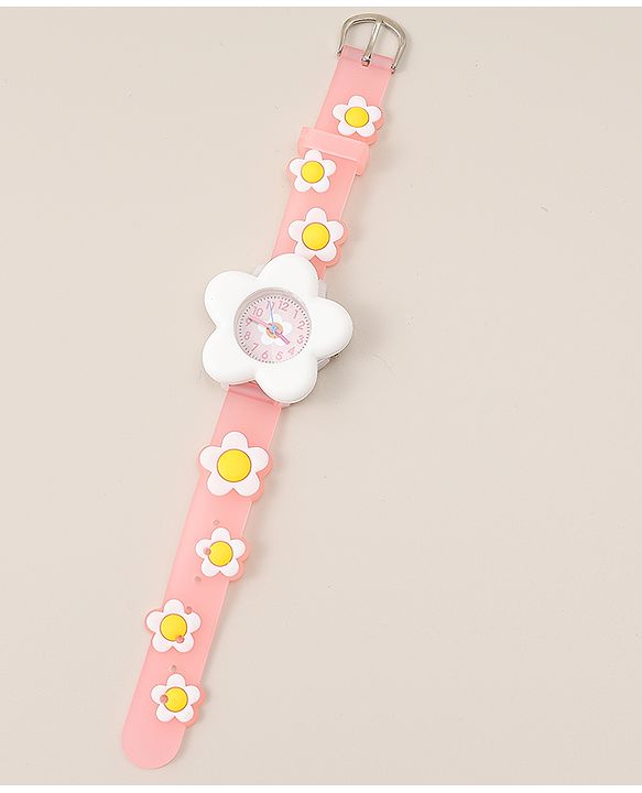 Babyhug Free Size Analog Watch With Floral Applique - Blue