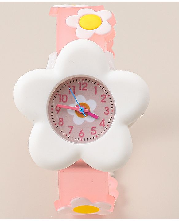 Babyhug Free Size Analog Watch With Floral Applique - Blue