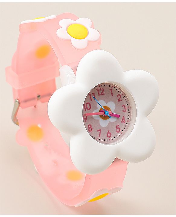 Babyhug Free Size Analog Watch With Floral Applique - Blue