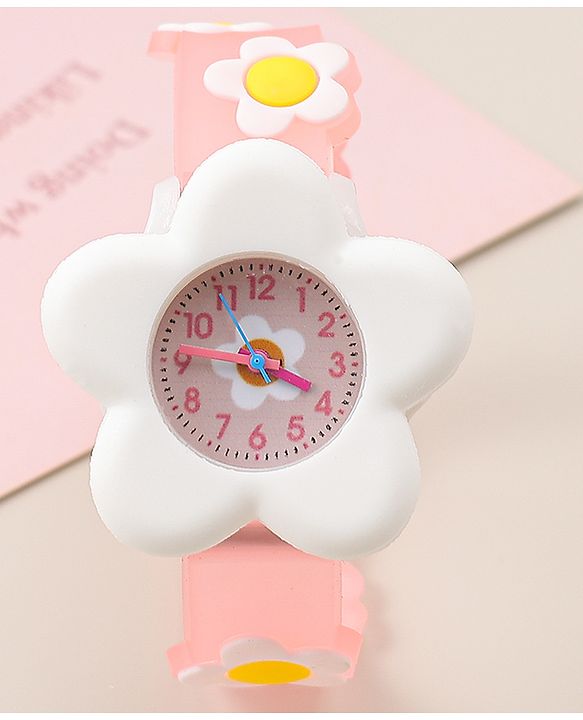 Babyhug Free Size Analog Watch With Floral Applique - Blue
