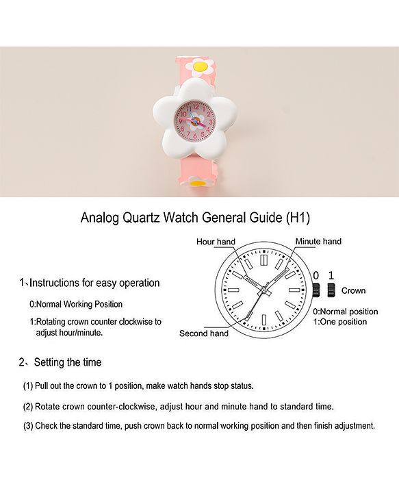 Babyhug Free Size Analog Watch With Floral Applique - Blue