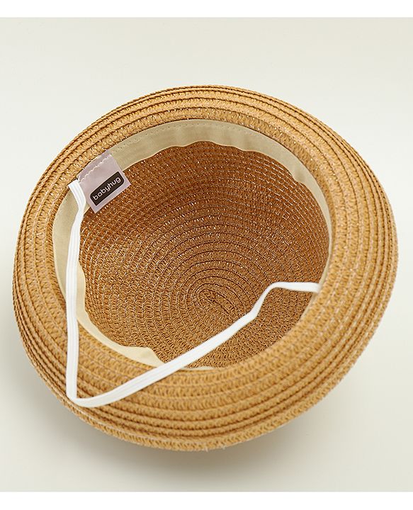 Babyhug Straw Hat With Teddy Bear Patch & Ear Applique Brown - Diameter 16 cm