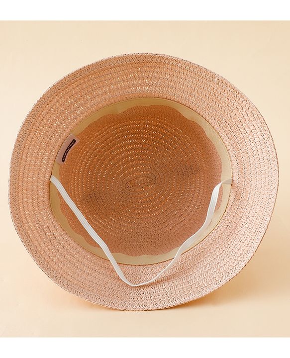 Babyhug Straw Hat With Cat Patch & Ear Applique Pink - Diameter 16 cm