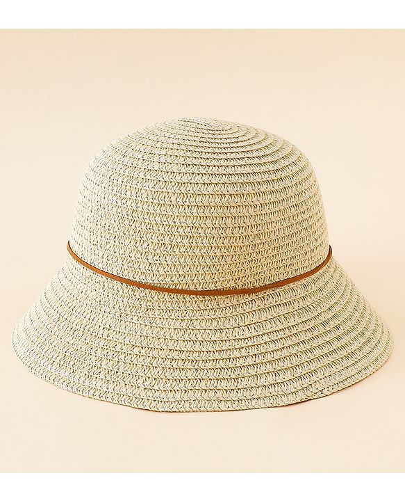Babyhug Straw Hat With Teddy Bear Applique Beige - Diameter 16 cm