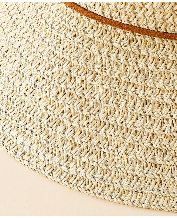 Babyhug Straw Hat With Teddy Bear Applique Beige - Diameter 16 cm