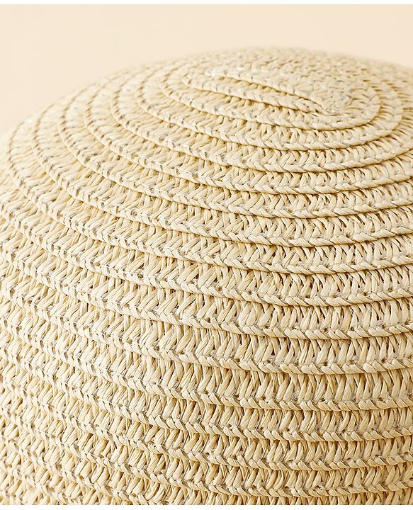 Babyhug Straw Hat With Teddy Bear Applique Beige - Diameter 16 cm