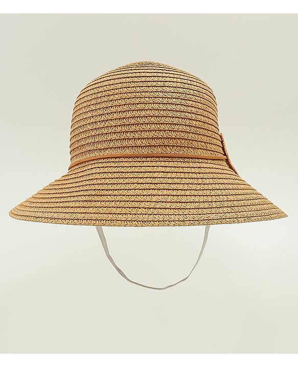 Babyhug Straw Hat With Teddy Bear Applique Beige - Diameter 16 cm