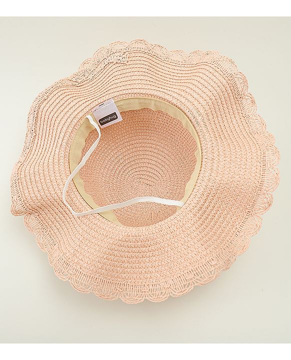 Babyhug Straw Hat With Floral Applique Cream - Diameter 16 cm