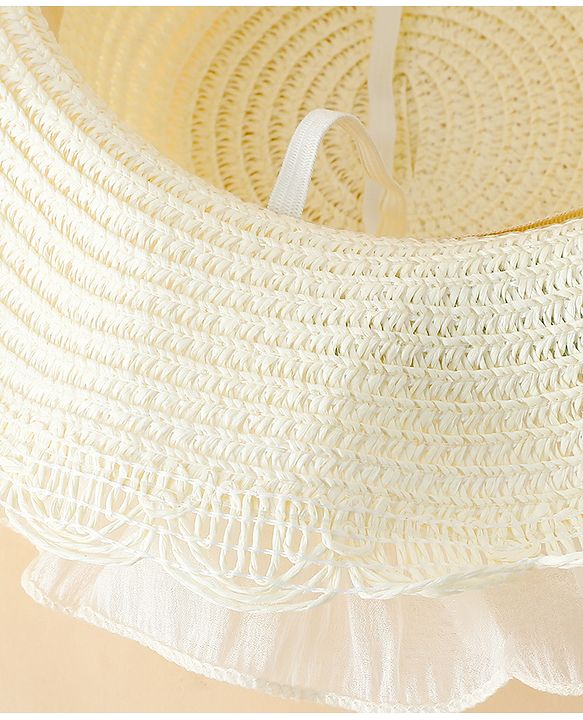 Babyhug Straw Hat With Floral Applique White - Diameter 16 cm