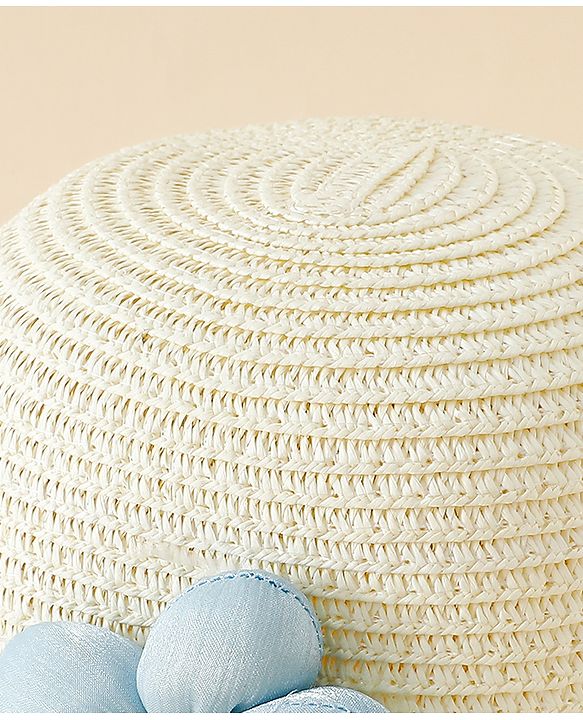 Babyhug Straw Hat With Floral Applique White - Diameter 16 cm