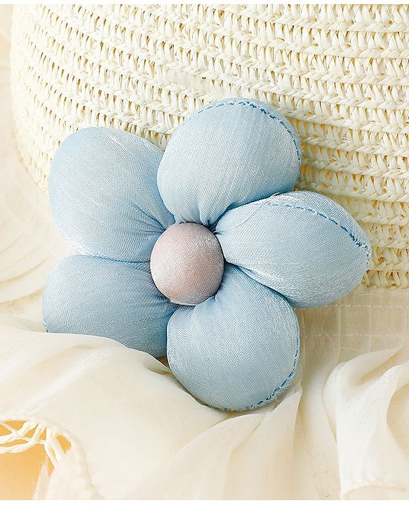 Babyhug Straw Hat With Floral Applique White - Diameter 16 cm