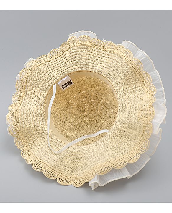 Babyhug Straw Hat With Floral Applique White - Diameter 16 cm