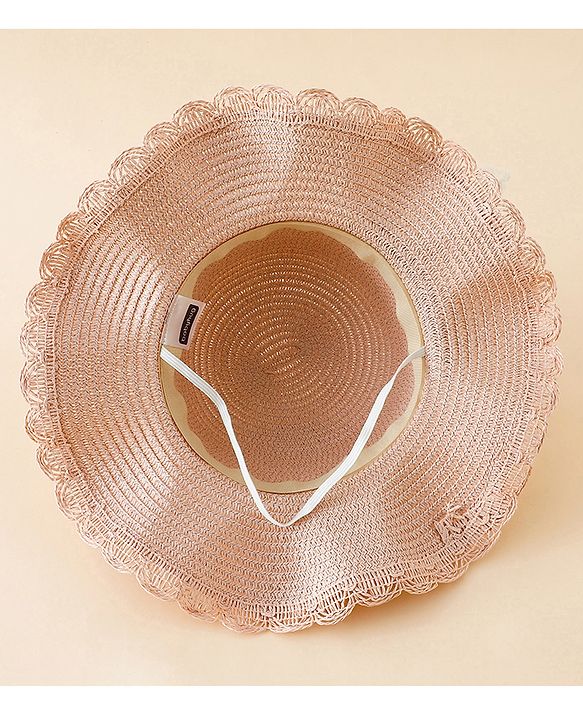 Babyhug Straw Hat With Floral Applique Pink - Diameter 16 cm