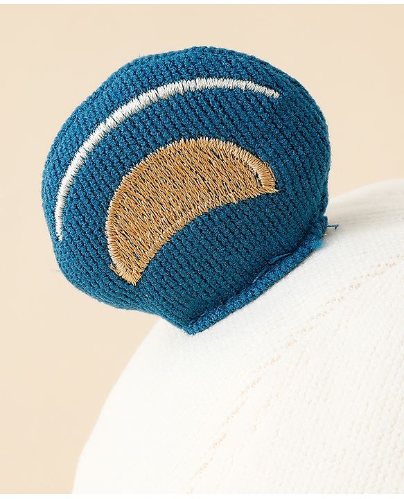 Babyhug Bucket Hat with Bear & Ear Applique Blue - Diameter 16 cm