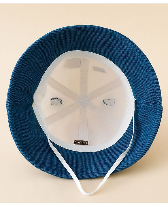 Babyhug Bucket Hat with Bear & Ear Applique Blue - Diameter 16 cm