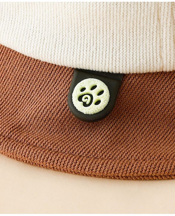 Babyhug Bucket Hat with Bear & Ear Applique Brown - Diameter 16 cm