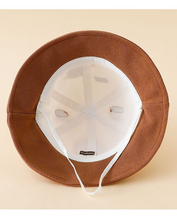 Babyhug Bucket Hat with Bear & Ear Applique Brown - Diameter 16 cm