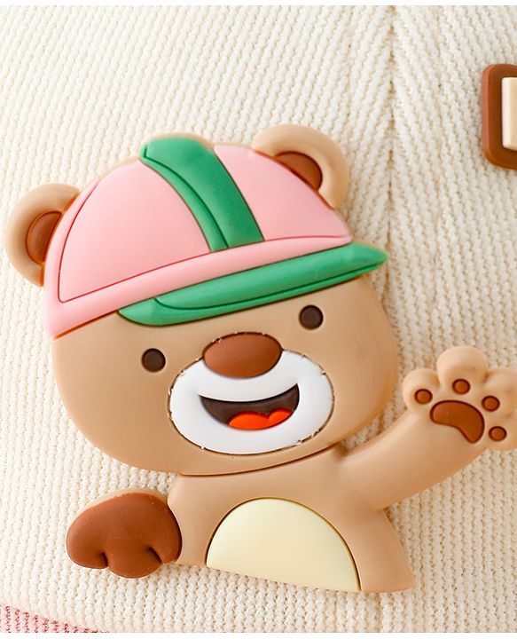 Babyhug Bucket Hat with Bear & Ear Applique Blue - Diameter 16 cm