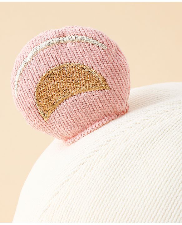 Babyhug Bucket Hat with Bear & Ear Applique Blue - Diameter 16 cm