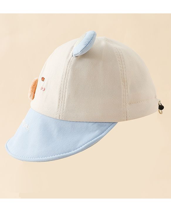 Babyhug Baseball Cap with Ear Applique & Embroidery Light Blue - Diameter 16 cm