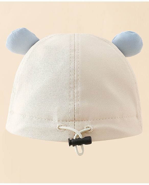 Babyhug Baseball Cap with Ear Applique & Embroidery Light Blue - Diameter 16 cm