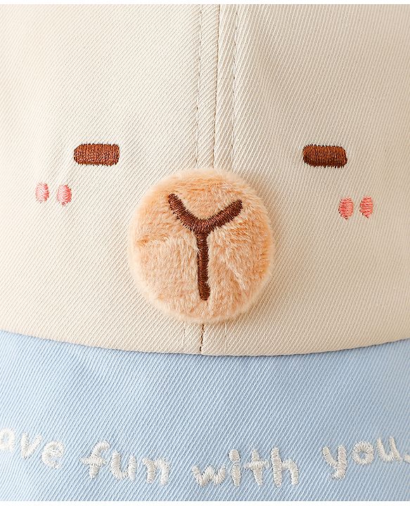 Babyhug Baseball Cap with Ear Applique & Embroidery Light Blue - Diameter 16 cm