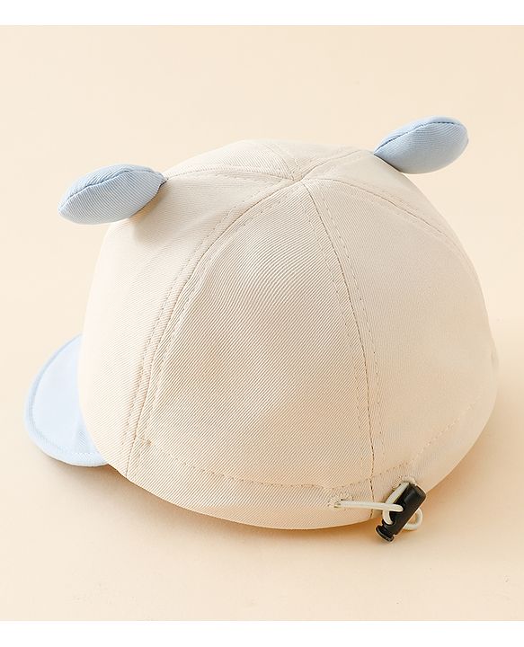 Babyhug Baseball Cap with Ear Applique & Embroidery Light Blue - Diameter 16 cm