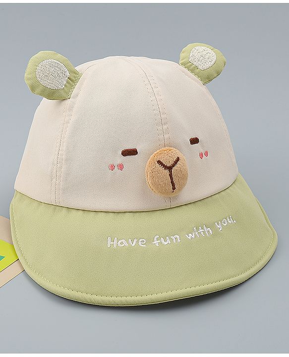 Babyhug Baseball Cap with Ear Applique & Embroidery Light Blue - Diameter 16 cm