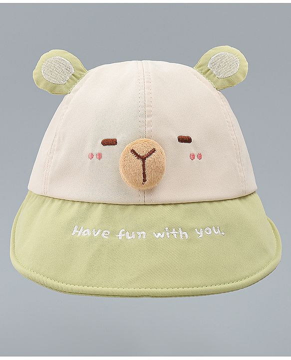 Babyhug Baseball Cap with Ear Applique & Embroidery Light Blue - Diameter 16 cm