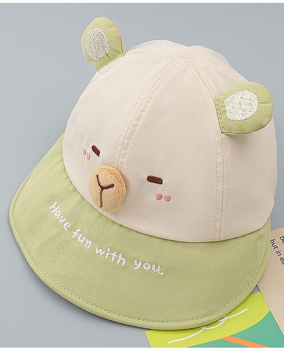Babyhug Baseball Cap with Ear Applique & Embroidery Light Blue - Diameter 16 cm