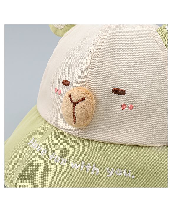 Babyhug Baseball Cap with Ear Applique & Embroidery Light Blue - Diameter 16 cm