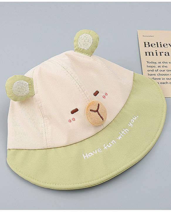 Babyhug Baseball Cap with Ear Applique & Embroidery Light Blue - Diameter 16 cm
