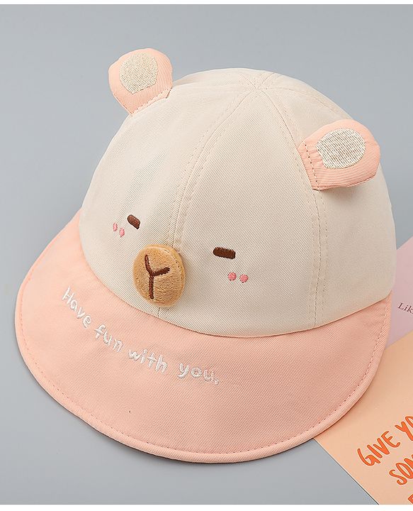 Babyhug Baseball Cap with Ear Applique & Embroidery Light Blue - Diameter 16 cm