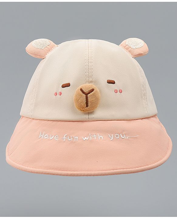 Babyhug Baseball Cap with Ear Applique & Embroidery Light Blue - Diameter 16 cm