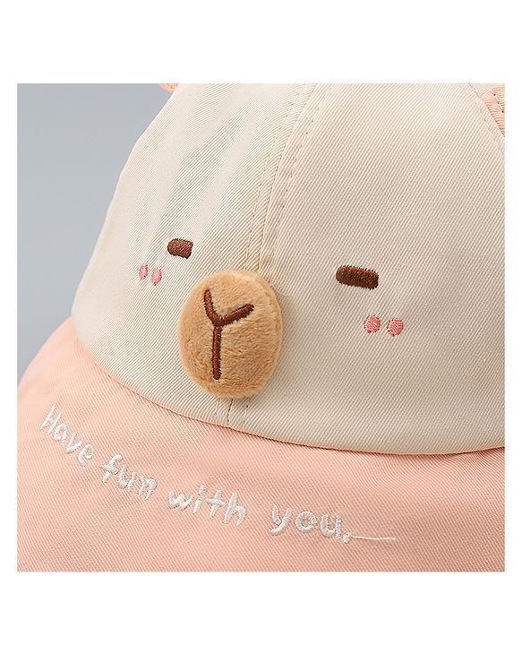 Babyhug Baseball Cap with Ear Applique & Embroidery Light Blue - Diameter 16 cm