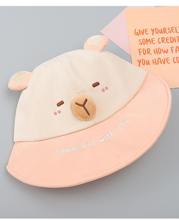 Babyhug Baseball Cap with Ear Applique & Embroidery Light Blue - Diameter 16 cm