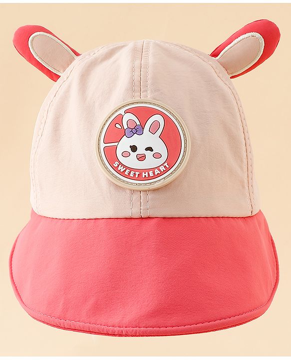 Babyhug Baseball Cap with Ear Applique & Patch Detailing Pink - Diameter 16 cm