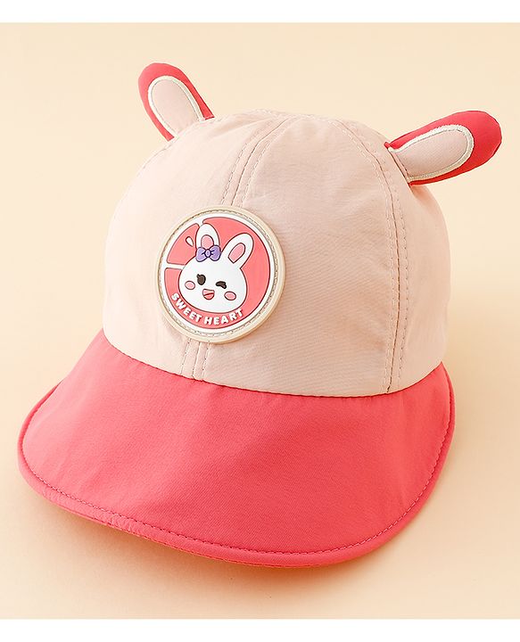 Babyhug Baseball Cap with Ear Applique & Patch Detailing Pink - Diameter 16 cm