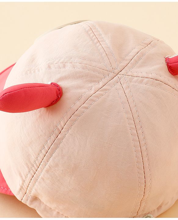 Babyhug Baseball Cap with Ear Applique & Patch Detailing Pink - Diameter 16 cm