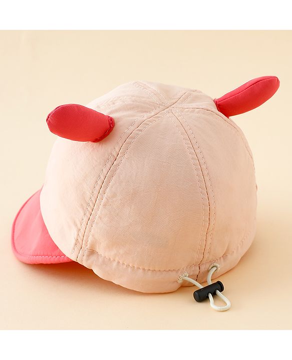 Babyhug Baseball Cap with Ear Applique & Patch Detailing Pink - Diameter 16 cm