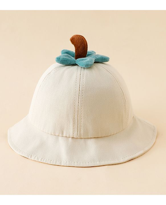 Babyhug Cotton Bucket Hat with Fruit Embroidery & Applique Light Blue - Diameter 16 cm