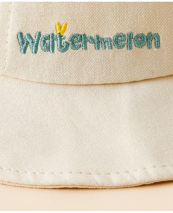 Babyhug Cotton Bucket Hat with Fruit Embroidery & Applique Light Blue - Diameter 16 cm