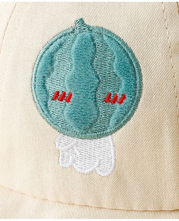 Babyhug Cotton Bucket Hat with Fruit Embroidery & Applique Light Blue - Diameter 16 cm