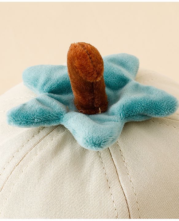 Babyhug Cotton Bucket Hat with Fruit Embroidery & Applique Light Blue - Diameter 16 cm