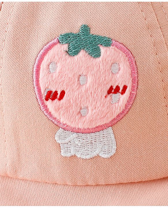 Babyhug Cotton Bucket Hat with Fruit Embroidery & Applique Light Blue - Diameter 16 cm